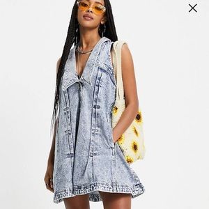 free people katie halterneck denim dress